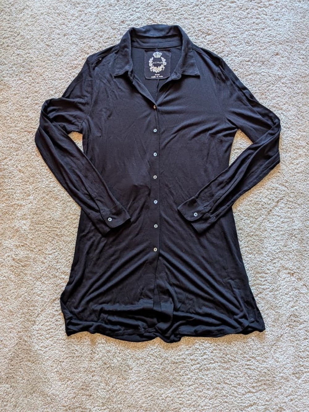 Cino Black Button-Up Shirt dress - LARGE